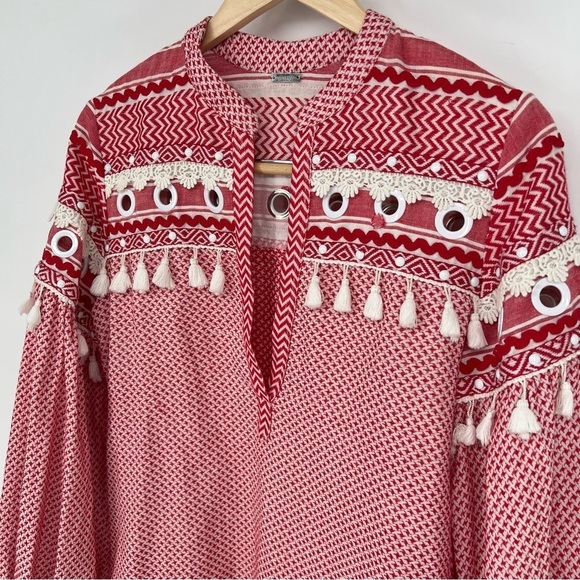 Dodo Bar Or Nathaniel top Tassel‎ Grommet Blouse Valentines Day - Picture 7 of 16
